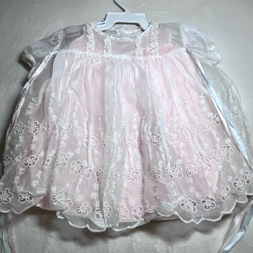 Saks Fifth Avenue Pink and White Baby Dress